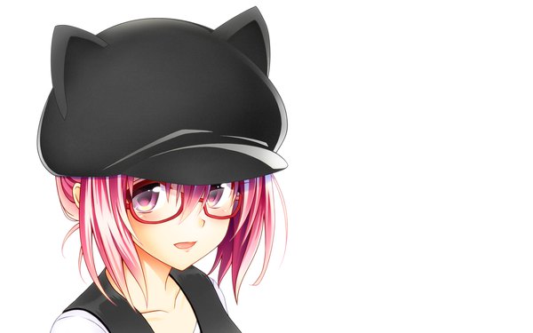 Anime picture 1440x900 with toloveru toloveru darkness xebec momo velia deviluke ffcreatyuuki single tall image looking at viewer blush fringe highres short hair open mouth simple background hair between eyes white background animal ears pink hair upper body pink eyes