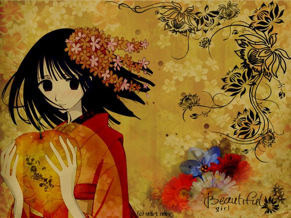 Anime picture 1280x960 with xxxholic clamp zashiki warashi girl flower (flowers) vestal sprite