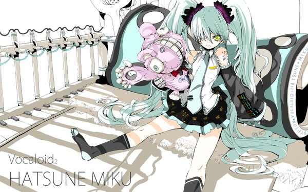 Anime picture 1680x1050 with vocaloid hatsune miku yume koreshiki wide image girl necktie