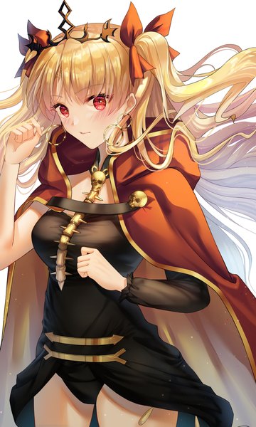 Anime picture 3000x5000 with fate (series) fate/grand order ereshkigal (fate) liso single long hair tall image looking at viewer blush fringe highres breasts light erotic simple background blonde hair red eyes standing white background sparkle two side up