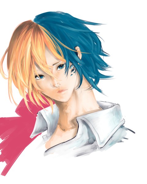Anime picture 2400x3000 with howl's moving castle studio ghibli howl single tall image looking at viewer highres simple background white background multicolored hair aqua eyes two-tone hair boy