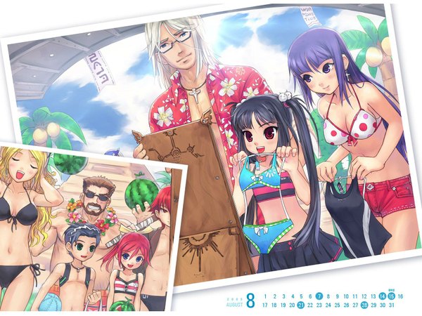 Anime picture 1600x1200 with pangya kooh arin light erotic swimsuit bikini calendar