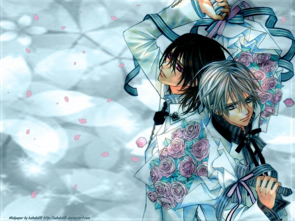 Anime picture 1024x768 with vampire knight studio deen kiryuu zero clan kaname vampire knight tagme