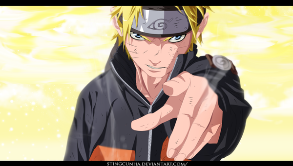 Anime picture 1600x910 with naruto studio pierrot naruto (series) uzumaki naruto stingcunha single short hair blue eyes blonde hair wide image coloring facial mark light letterboxed whisker markings angry pointing jinchuriki boy vest