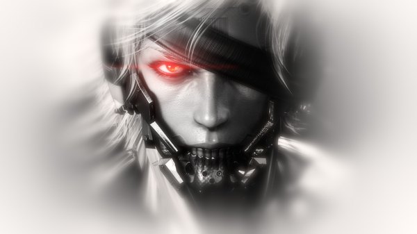 Anime picture 1920x1080 with metal gear metal gear solid metal gear rising : revengeance raiden highres short hair red eyes wide image white hair boy