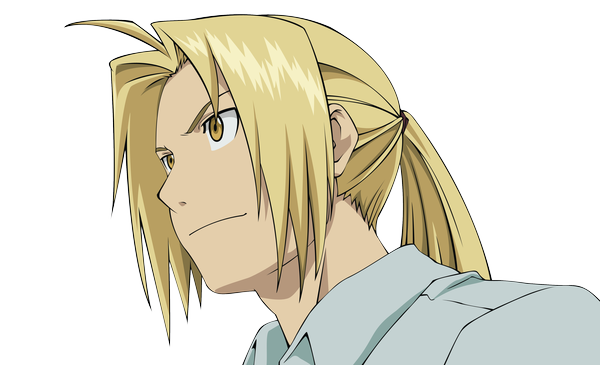 Anime picture 3882x2365 with fullmetal alchemist studio bones edward elric morrow single long hair highres blonde hair wide image yellow eyes absurdres ahoge ponytail light smile portrait transparent background face vector boy