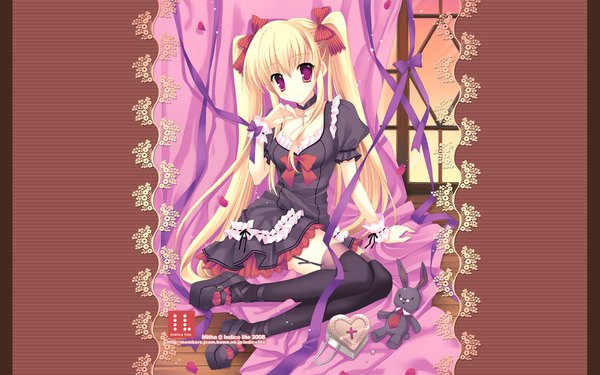 Anime picture 1680x1050 with mitha wide image ribbon (ribbons) garter straps bunny indico lite il vol6