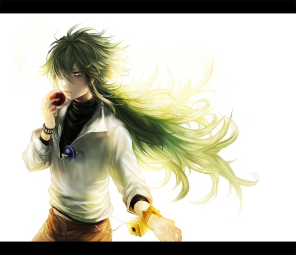 Anime picture 1200x1036 with pokemon pokemon black and white nintendo n (pokemon) f-wd single long hair simple background white background green eyes green hair boy bracelet pendant ball pokeball cube