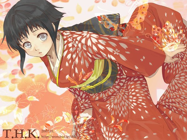 Anime picture 1024x768 with naruto studio pierrot naruto (series) hyuuga hinata single japanese clothes new year 2007 kimono
