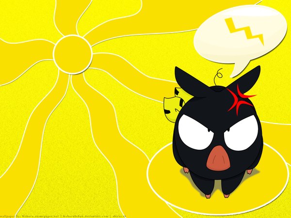 Anime picture 1600x1200 with ranma 1/2 hibiki ryouga single signed no people yellow background anger vein animal sun speech bubble boar