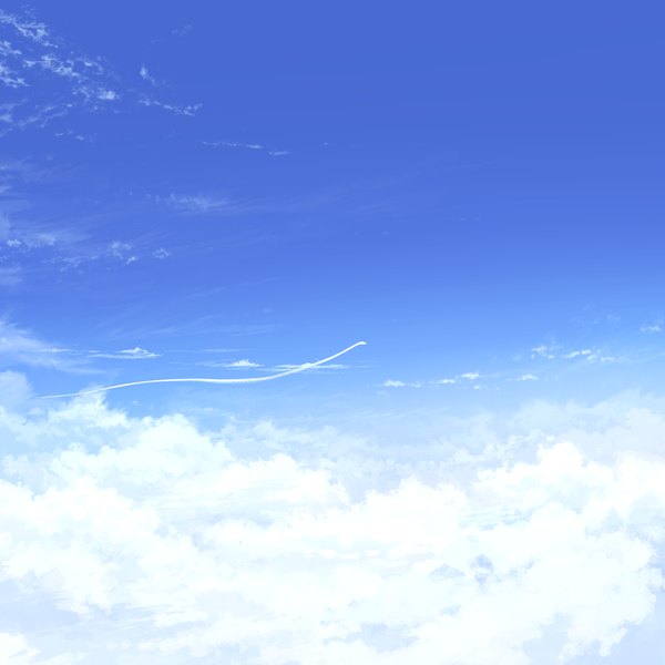 Anime picture 1400x1400 with original juuyonkou sky cloud (clouds) flying no people landscape