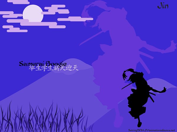 Anime picture 1024x768 with samurai champloo jinnosuke blue background boy tagme