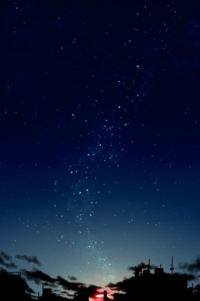 Anime picture 1200x1800 with original kibunya 39 tall image sky night night sky evening sunset no people landscape star (stars)