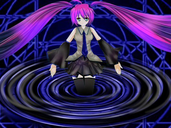 Anime picture 1024x768 with vocaloid hatsune miku rikatan purple hair wallpaper alternate color girl
