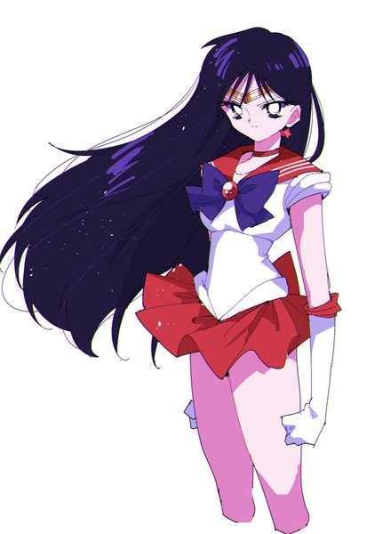 Anime picture 4028x5733 with bishoujo senshi sailor moon toei animation hino rei sailor mars pochi (askas is god) single long hair tall image highres black hair simple background standing white background looking away absurdres sailor collar magical girl girl skirt gloves