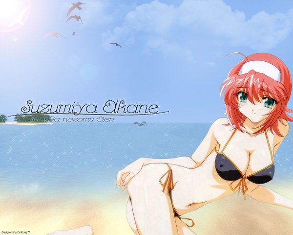 Anime picture 1280x1024 with kimi ga nozomu eien suzumiya akane light erotic beach swimsuit bikini black bikini