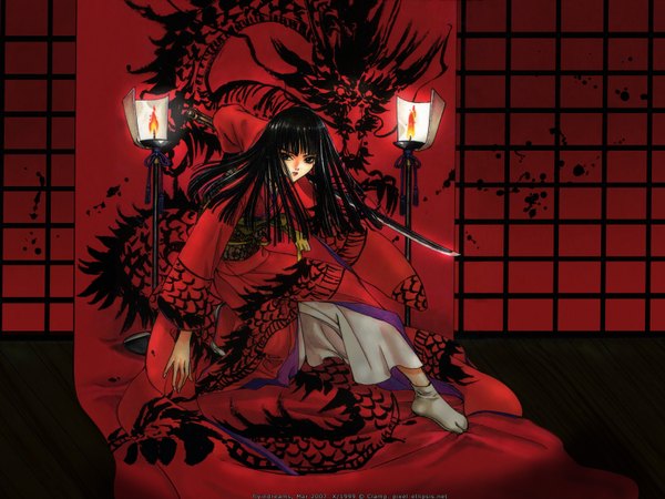イラスト 1600x1200 と Ｘ -エックス- clamp arashi red background 剣