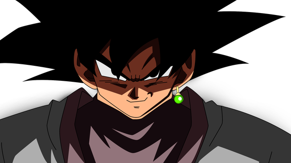 Anime picture 2560x1440 with dragon ball dragon ball z super single highres short hair black hair smile wide image black eyes wallpaper angry smirk boy single earring