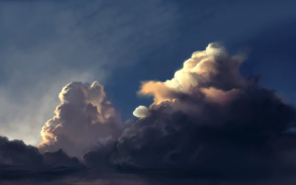Anime picture 3000x1875 with original aspeckofdust (artist) highres wide image sky cloud (clouds)