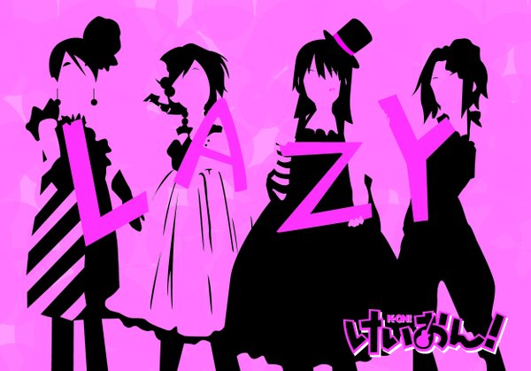 Anime picture 1250x873 with k-on! kyoto animation akiyama mio hirasawa yui kotobuki tsumugi tainaka ritsu purple background silhouette multicolored