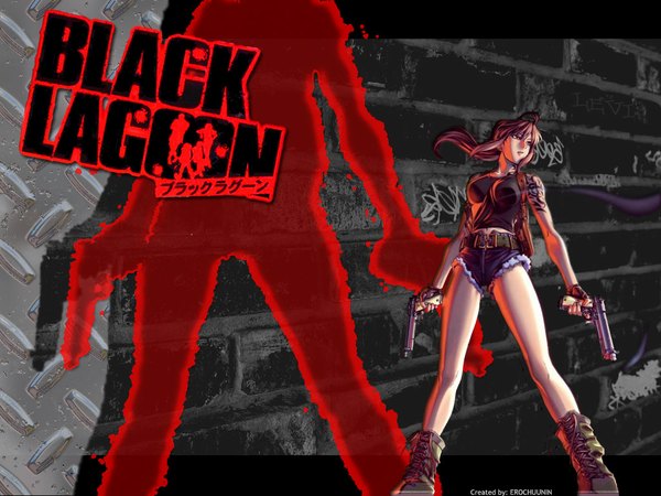 Anime picture 1024x768 with black lagoon madhouse revy (black lagoon) gun tagme