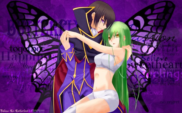 Anime picture 1920x1200 with code geass sunrise (studio) c.c. lelouch lamperouge zinno highres light erotic wide image girl boy