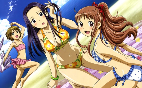 Anime picture 1920x1200 with highres light erotic wide image beach swimsuit bikini mihoshi akeno sora no manimani makita hime yarai sayo