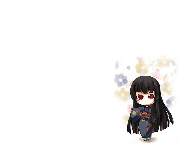Anime picture 1280x1024 with hell girl studio deen enma ai japanese clothes floral print chibi kimono