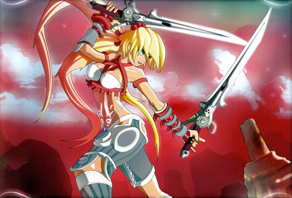 Anime picture 4000x2708 with x-blades (game) ayumi highres light erotic scan swimsuit bikini sword