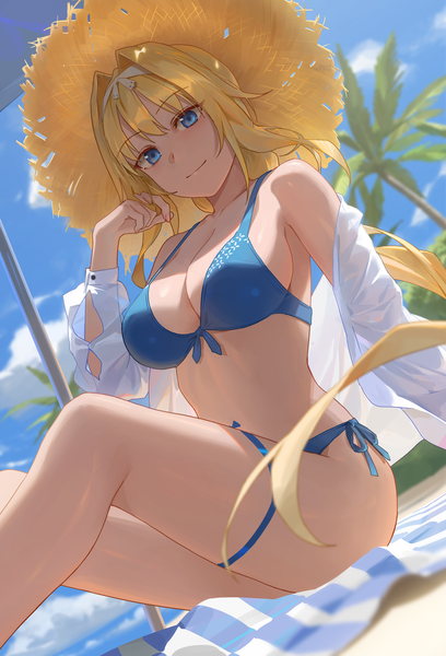 Anime-Bild 2721x4000 mit sword art online a-1 pictures alice zuberg free style (yohan1754) single long hair tall image looking at viewer blush fringe highres breasts blue eyes light erotic blonde hair smile hair between eyes large breasts sitting sky