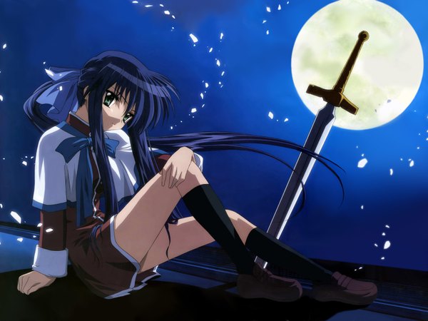 Anime picture 1600x1200 with kanon key (studio) kawasumi mai night girl sword moon