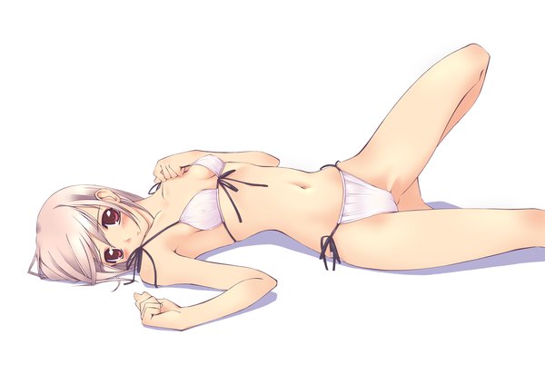 Anime picture 2339x1654 with murakami suigun looking at viewer highres short hair light erotic red eyes girl swimsuit