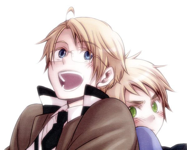 Anime picture 1280x1024 with axis powers hetalia studio deen united kingdom (hetalia) america (hetalia) blue eyes blonde hair green eyes boy