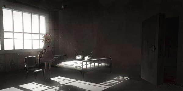 Anime-Bild 7000x3498 mit virtual youtuber sana channel natori sana asteroid ill single long hair looking at viewer highres open mouth blonde hair red eyes wide image standing absurdres full body indoors :d pleated skirt arm up sunlight