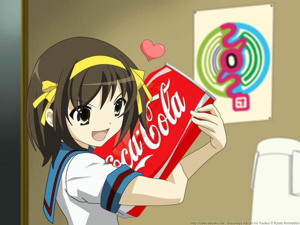 Anime picture 1280x960 with suzumiya haruhi no yuutsu kyoto animation coca-cola suzumiya haruhi girl