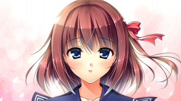 イラスト 1280x720 と suika niritsu (game) 短い髪 青い目 wide image game cg 赤髪 女の子 セーラー服