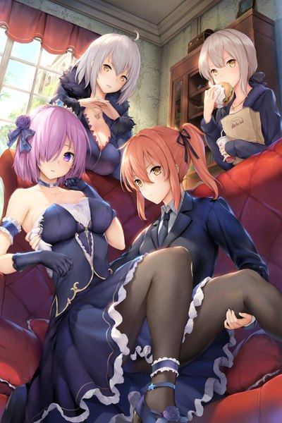 Anime picture 2000x3000 with fate (series) fate/grand order artoria pendragon (all) jeanne d'arc (fate) (all) mash kyrielight jeanne d'arc alter (fate) saber alter fujimaru ritsuka (female) sayika long hair tall image looking at viewer blush fringe highres short hair breasts light erotic hair between eyes large breasts