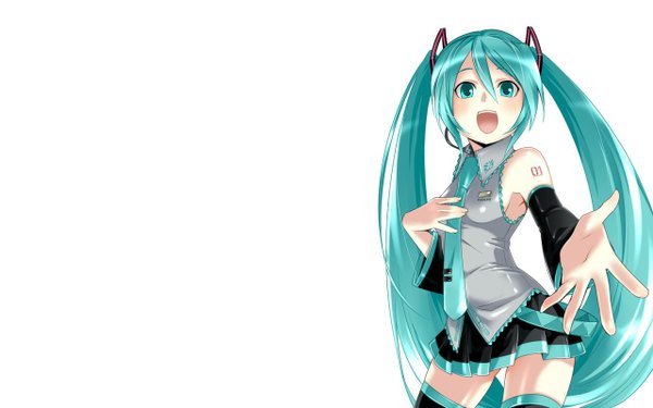 Anime picture 1280x800 with vocaloid hatsune miku wide image white background girl