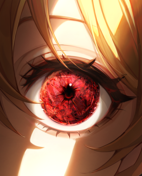 Anime picture 2795x3452 with original 58 (opal 00 58) single tall image fringe highres blonde hair hair between eyes red eyes close-up ambiguous gender eye