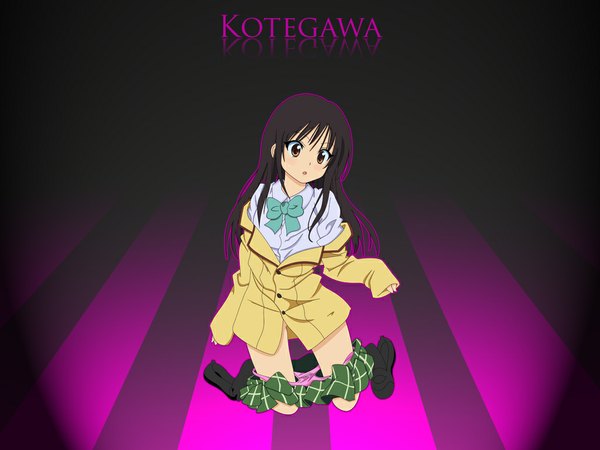Anime picture 1024x768 with toloveru xebec kotegawa yui long hair light erotic black hair panty pull underwear panties
