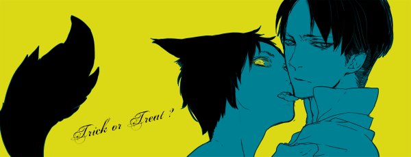 Anime picture 1200x461 with shingeki no kyojin production i.g eren yaeger levi (rivaille) npn looking at viewer short hair black hair simple background wide image animal ears yellow eyes tail animal tail cat ears inscription multiple boys cat tail couple monochrome