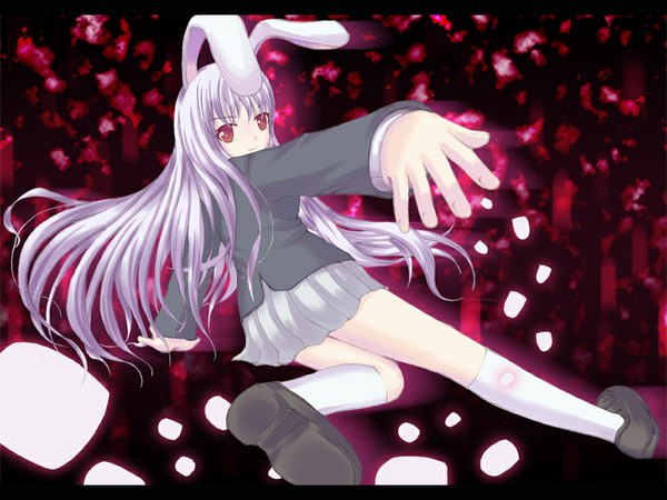 Anime picture 1024x768 with touhou reisen udongein inaba animal ears bunny ears bunny girl girl fujiwara tsukasa