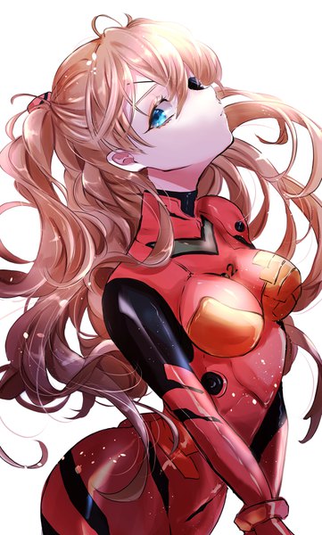 Anime picture 2143x3564 with neon genesis evangelion rebuild of evangelion evangelion: 3.0 you can (not) redo gainax soryu asuka langley shikinami asuka langley beni ttt single long hair tall image looking at viewer fringe highres breasts blue eyes simple background hair between eyes brown hair standing white background