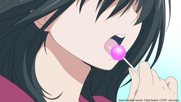 Anime picture 2560x1440 with hatsukoi limited j.c. staff yamamoto misaki highres wide image close-up vector lollipop