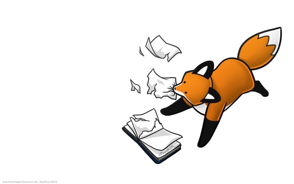 Anime picture 1680x1050 with simple background wide image white background animal paper fox notebook stupid fox