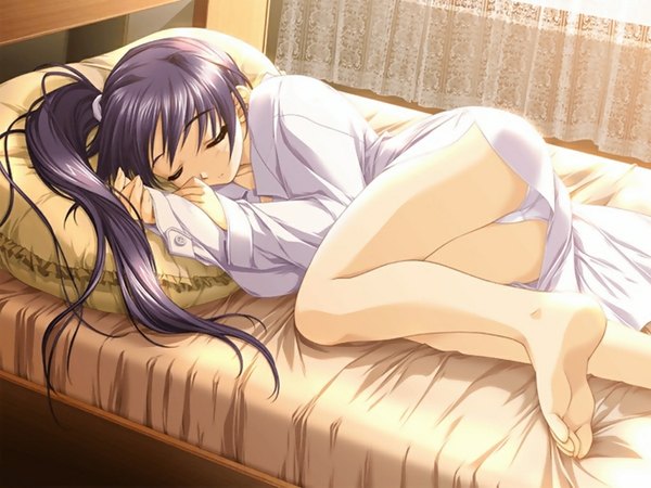Anime picture 1024x768 with with you itou noemi sleeping girl bed