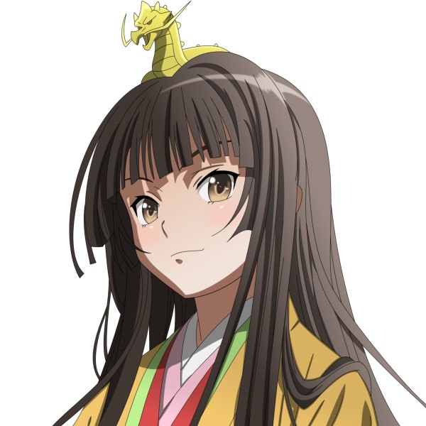 Anime picture 2400x2400 with oda nobuna no yabou spicegold single long hair looking at viewer highres black hair simple background white background brown eyes traditional clothes japanese clothes girl