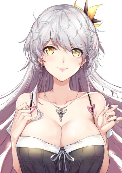 Anime picture 2480x3508 with honkai impact 3rd benghuai xueyuan honkai (series) kiana kaslana kiana kaslana (herrscher of the void) wo cai bushi zhushou single long hair tall image looking at viewer blush fringe highres breasts light erotic simple background smile hair between eyes large breasts white background