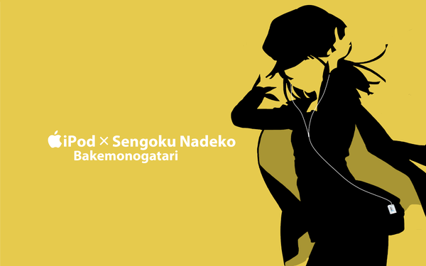 Anime picture 1440x900 with bakemonogatari shaft (studio) monogatari (series) ipod sengoku nadeko wide image silhouette kisoba