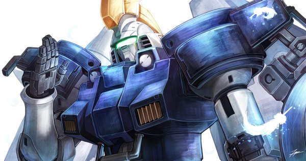 Anime picture 1300x684 with mobile suit gundam gundam wing sunrise (studio) tallgeese ii tenyo0819 simple background wide image white background upper body no people waving feather (feathers) mecha